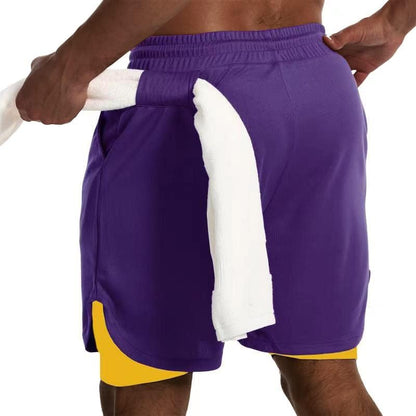 JWJ Mens 2 in 1 Running Shorts Quick Dry Gym Athletic Workout Clothes with Side Pockets