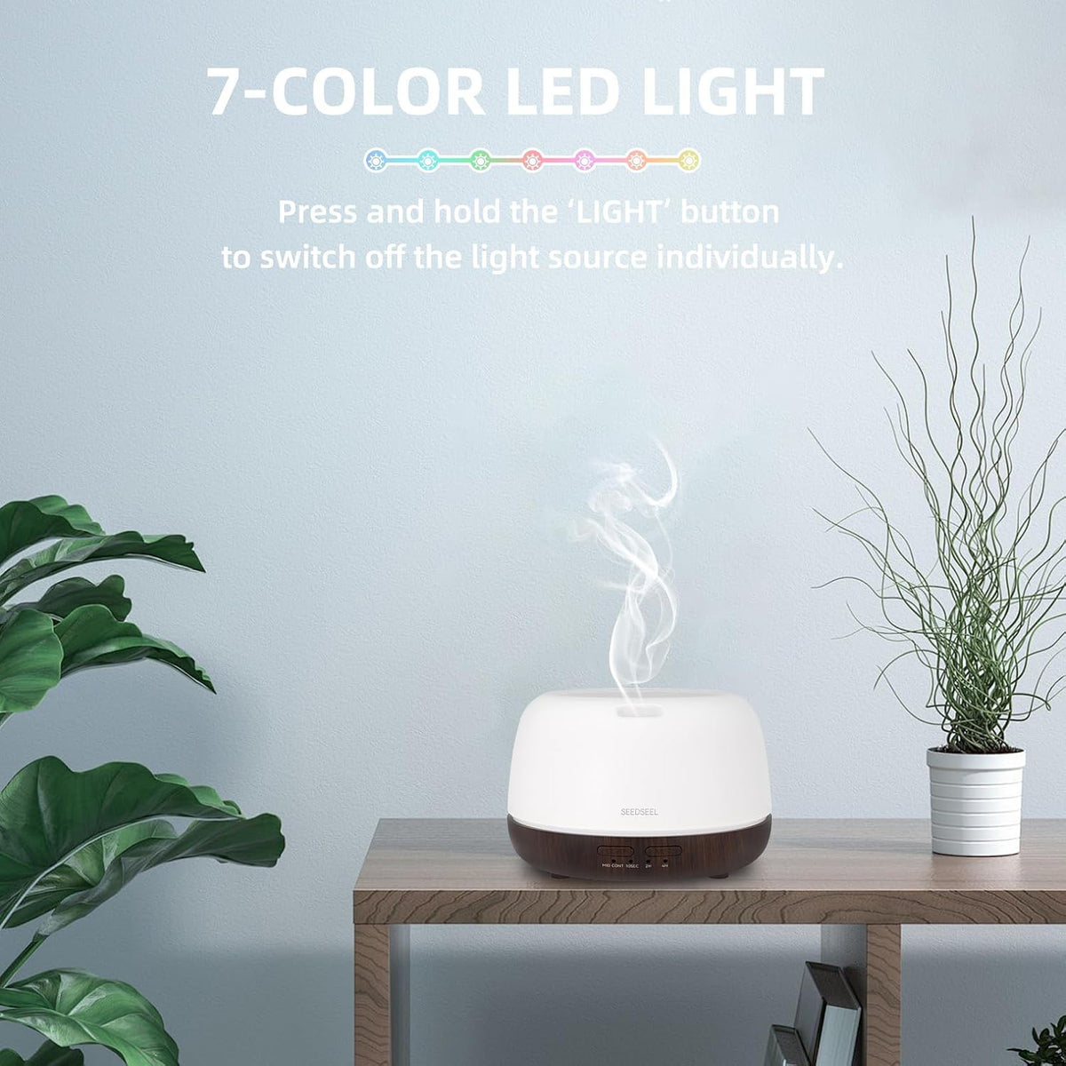 300ML Essential Oil Diffuser with 7-Color LED Lights and Remote Control, Modern Minimalist Design, High-Efficiency Ultrasonic Mist Aromatherapy Diffuser for Home