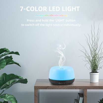 300ML Essential Oil Diffuser with 7-Color LED Lights and Remote Control, Modern Minimalist Design, High-Efficiency Ultrasonic Mist Aromatherapy Diffuser for Home