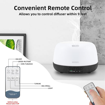 300ML Essential Oil Diffuser with 7-Color LED Lights and Remote Control, Modern Minimalist Design, High-Efficiency Ultrasonic Mist Aromatherapy Diffuser for Home