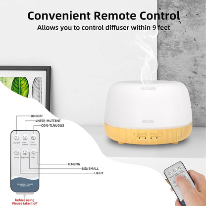 300ML Essential Oil Diffuser with 7-Color LED Lights and Remote Control, Modern Minimalist Design, High-Efficiency Ultrasonic Mist Aromatherapy Diffuser for Home