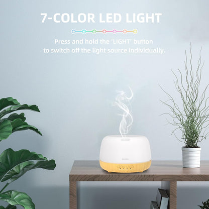 300ML Essential Oil Diffuser with 7-Color LED Lights and Remote Control, Modern Minimalist Design, High-Efficiency Ultrasonic Mist Aromatherapy Diffuser for Home