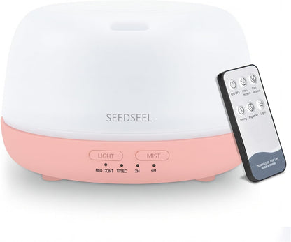 300ML Essential Oil Diffuser with 7-Color LED Lights and Remote Control, Modern Minimalist Design, High-Efficiency Ultrasonic Mist Aromatherapy Diffuser for Home