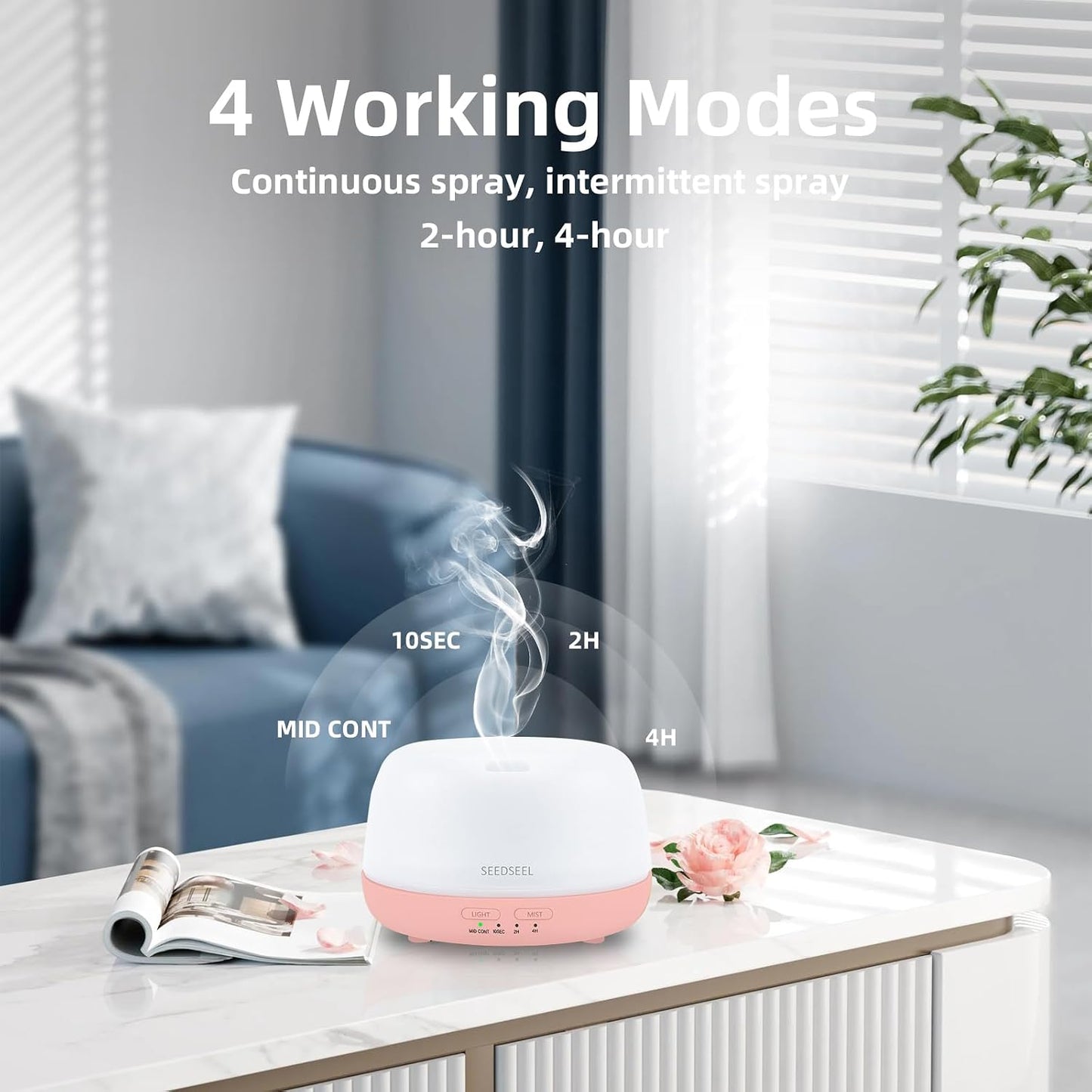 300ML Essential Oil Diffuser with 7-Color LED Lights and Remote Control, Modern Minimalist Design, High-Efficiency Ultrasonic Mist Aromatherapy Diffuser for Home