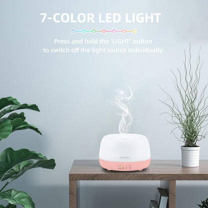 300ML Essential Oil Diffuser with 7-Color LED Lights and Remote Control, Modern Minimalist Design, High-Efficiency Ultrasonic Mist Aromatherapy Diffuser for Home