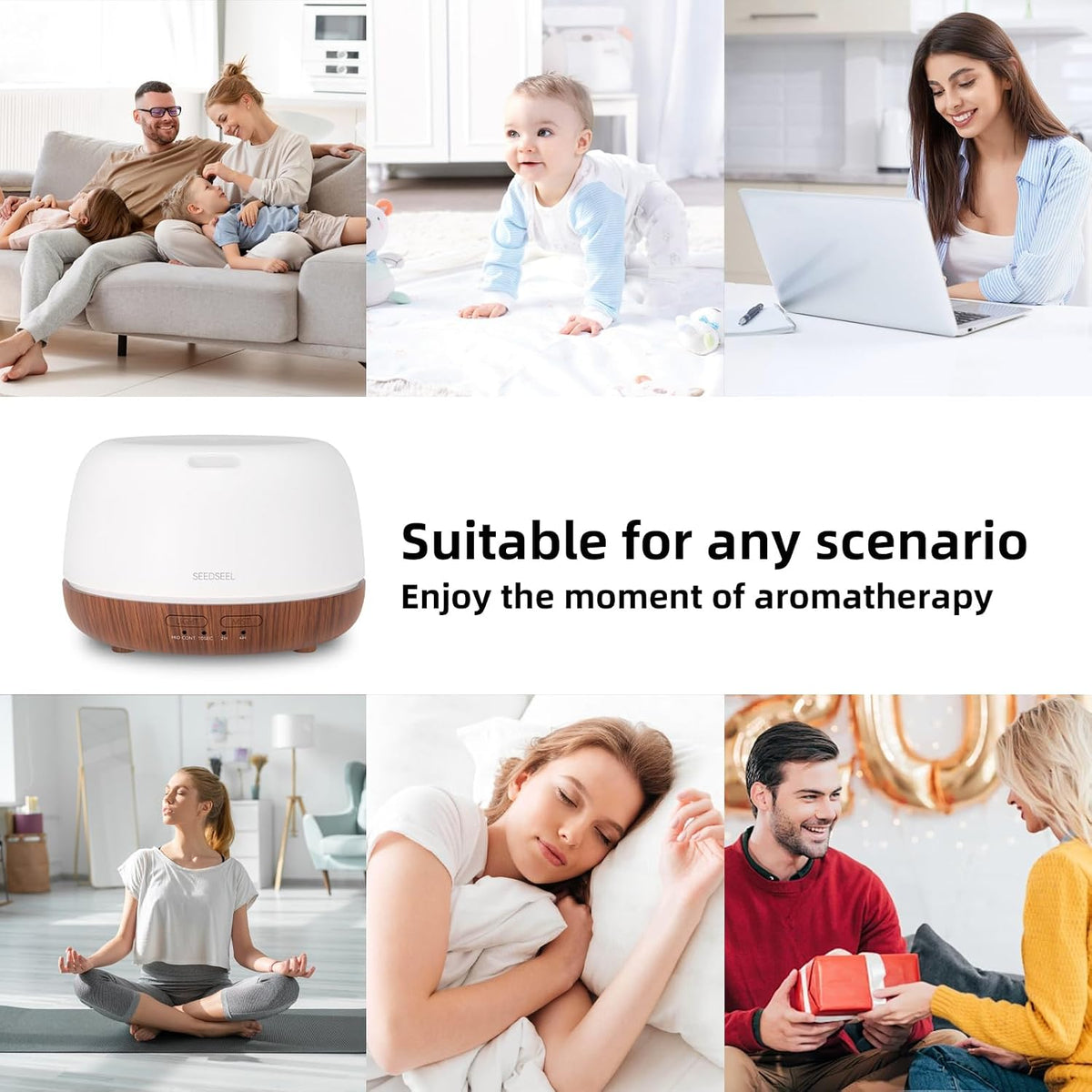 300ML Essential Oil Diffuser with 7-Color LED Lights and Remote Control, Modern Minimalist Design, High-Efficiency Ultrasonic Mist Aromatherapy Diffuser for Home