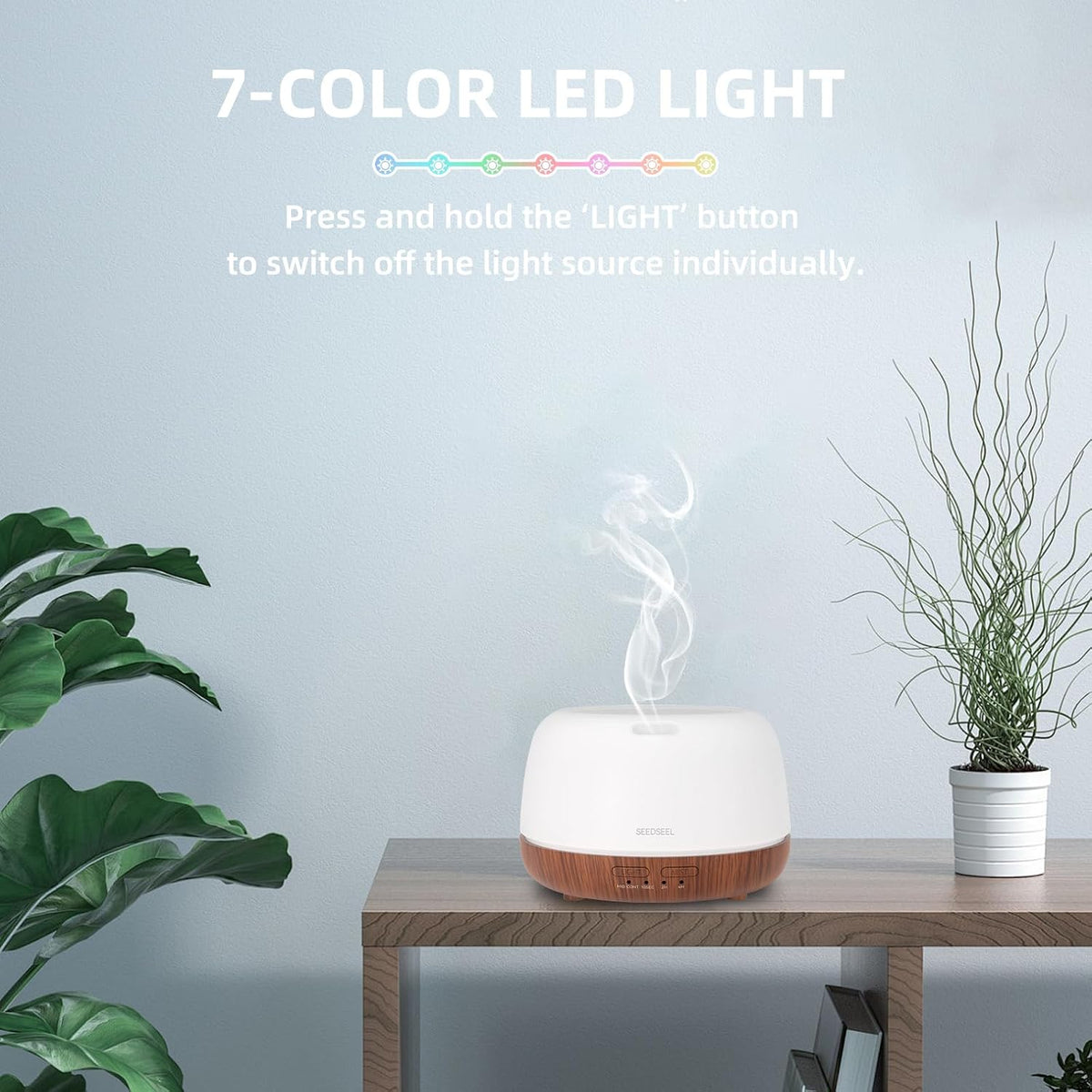 300ML Essential Oil Diffuser with 7-Color LED Lights and Remote Control, Modern Minimalist Design, High-Efficiency Ultrasonic Mist Aromatherapy Diffuser for Home