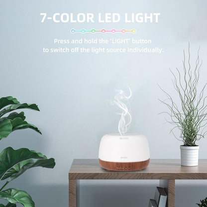 300ML Essential Oil Diffuser with 7-Color LED Lights and Remote Control, Modern Minimalist Design, High-Efficiency Ultrasonic Mist Aromatherapy Diffuser for Home