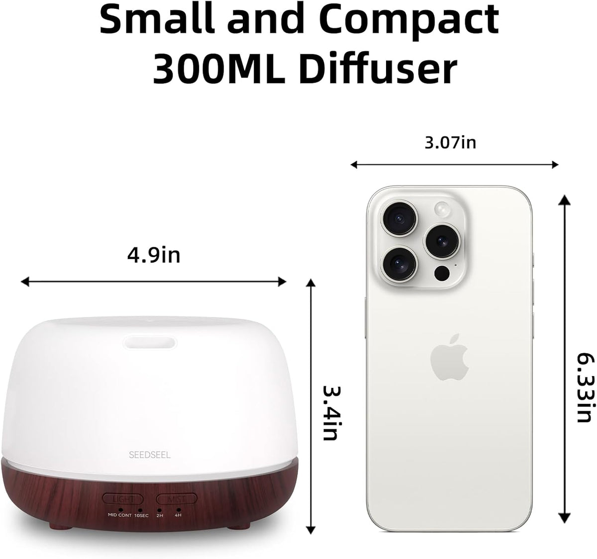 300ML Essential Oil Diffuser with 7-Color LED Lights and Remote Control, Modern Minimalist Design, High-Efficiency Ultrasonic Mist Aromatherapy Diffuser for Home
