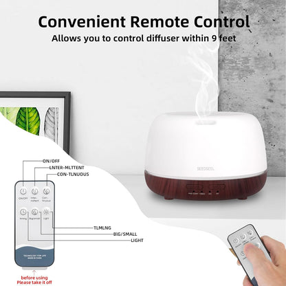 300ML Essential Oil Diffuser with 7-Color LED Lights and Remote Control, Modern Minimalist Design, High-Efficiency Ultrasonic Mist Aromatherapy Diffuser for Home
