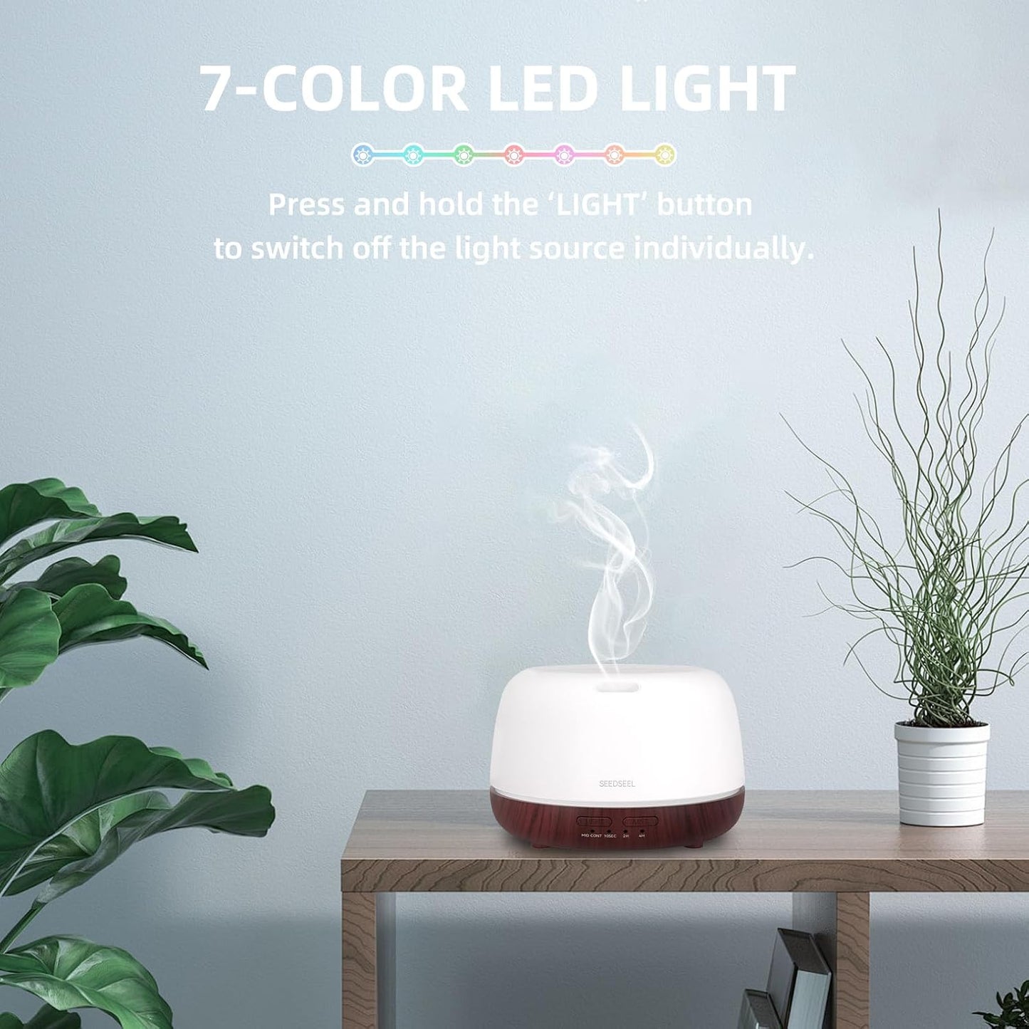 300ML Essential Oil Diffuser with 7-Color LED Lights and Remote Control, Modern Minimalist Design, High-Efficiency Ultrasonic Mist Aromatherapy Diffuser for Home