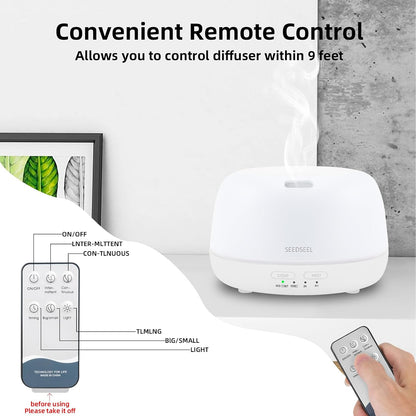 300ML Essential Oil Diffuser with 7-Color LED Lights and Remote Control, Modern Minimalist Design, High-Efficiency Ultrasonic Mist Aromatherapy Diffuser for Home