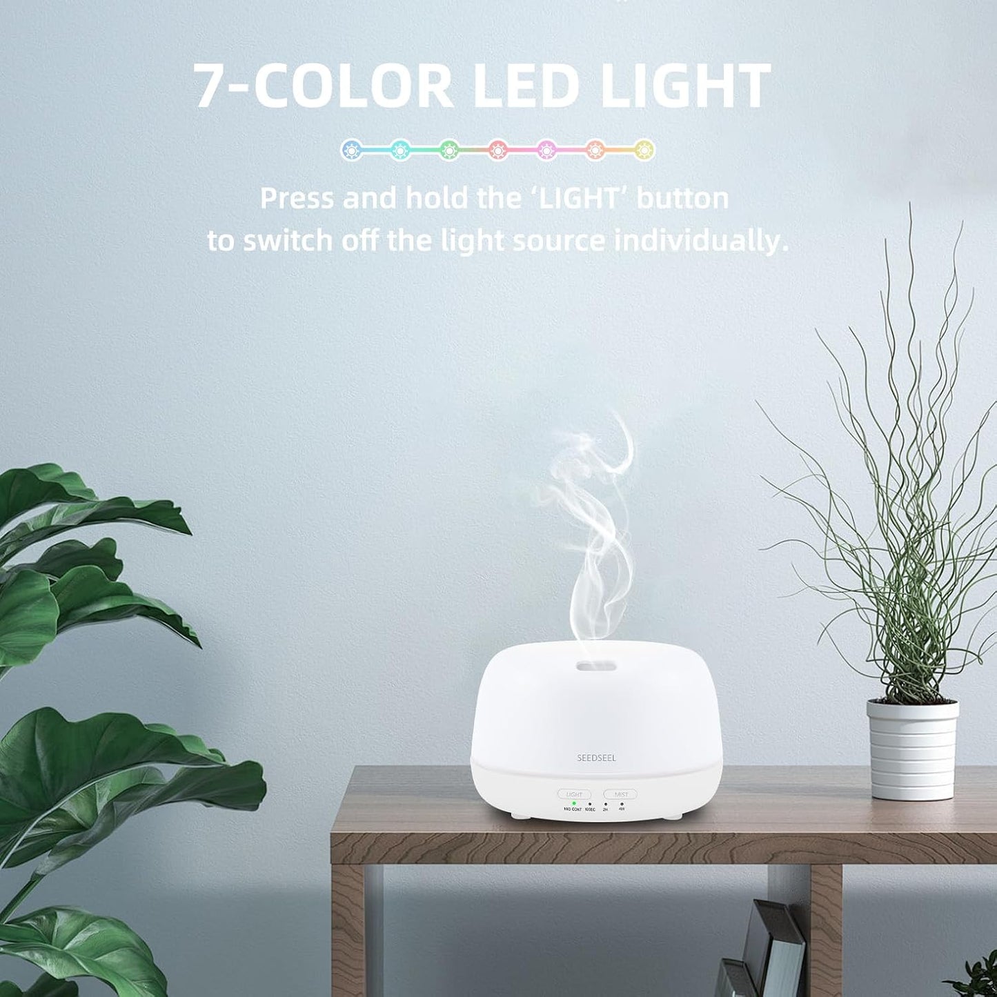 300ML Essential Oil Diffuser with 7-Color LED Lights and Remote Control, Modern Minimalist Design, High-Efficiency Ultrasonic Mist Aromatherapy Diffuser for Home