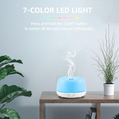 300ML Essential Oil Diffuser with 7-Color LED Lights and Remote Control, Modern Minimalist Design, High-Efficiency Ultrasonic Mist Aromatherapy Diffuser for Home