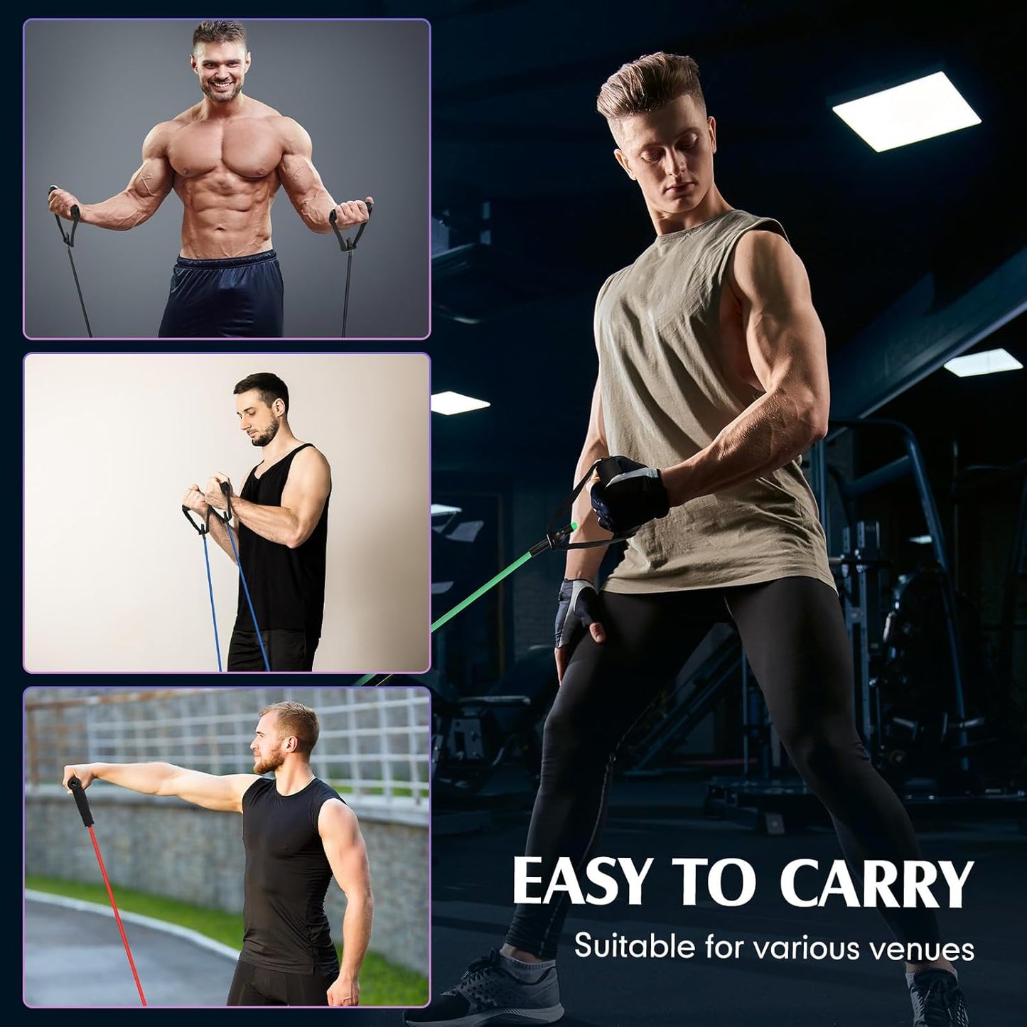 10 Pcs Resistance Bands with Handles Exercise Stretch Bands for Exercise Woman Man Training Physical Therapy Workouts Fitness
