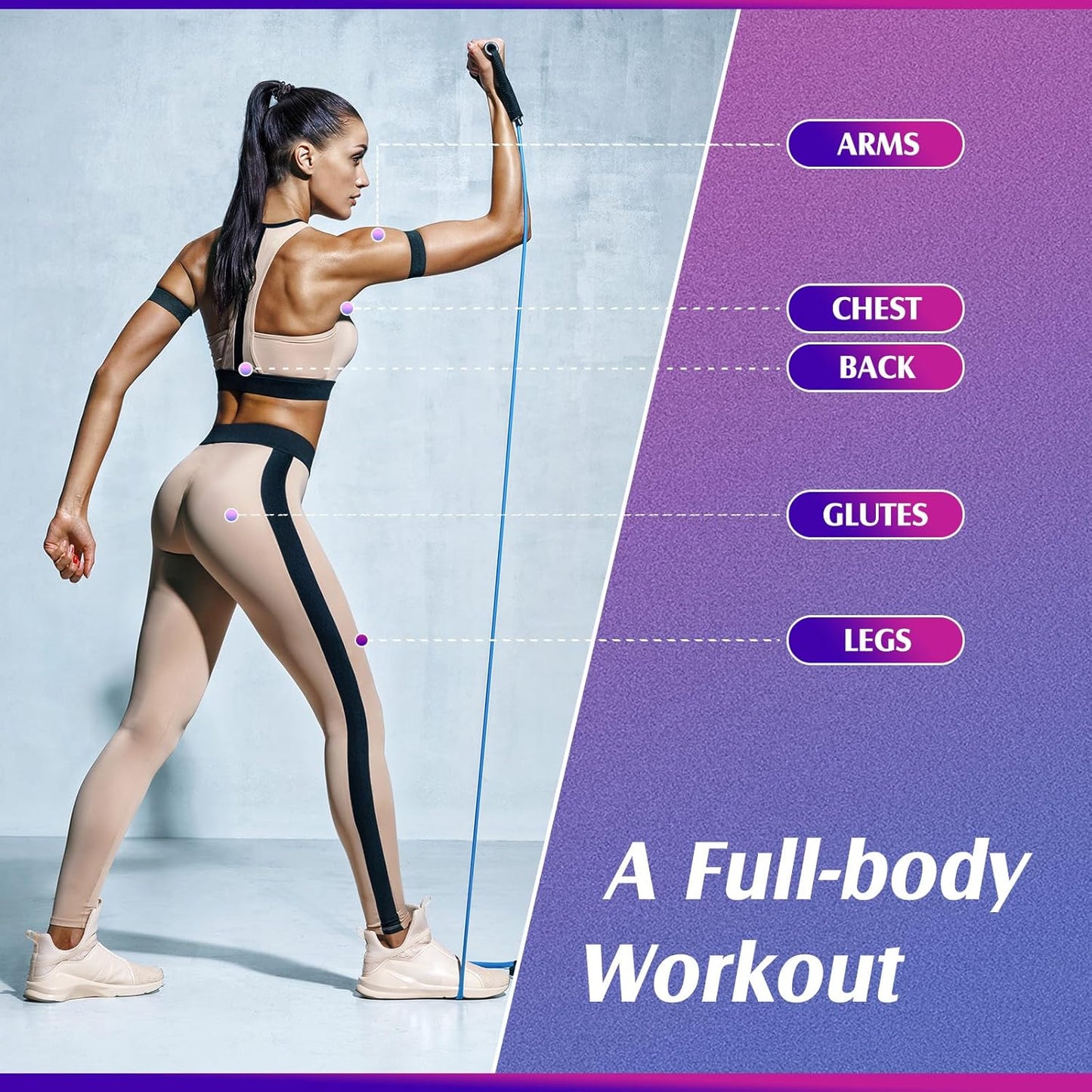 10 Pcs Resistance Bands with Handles Exercise Stretch Bands for Exercise Woman Man Training Physical Therapy Workouts Fitness