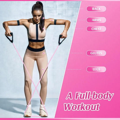 10 Pcs Resistance Bands with Handles Exercise Stretch Bands for Exercise Woman Man Training Physical Therapy Workouts Fitness
