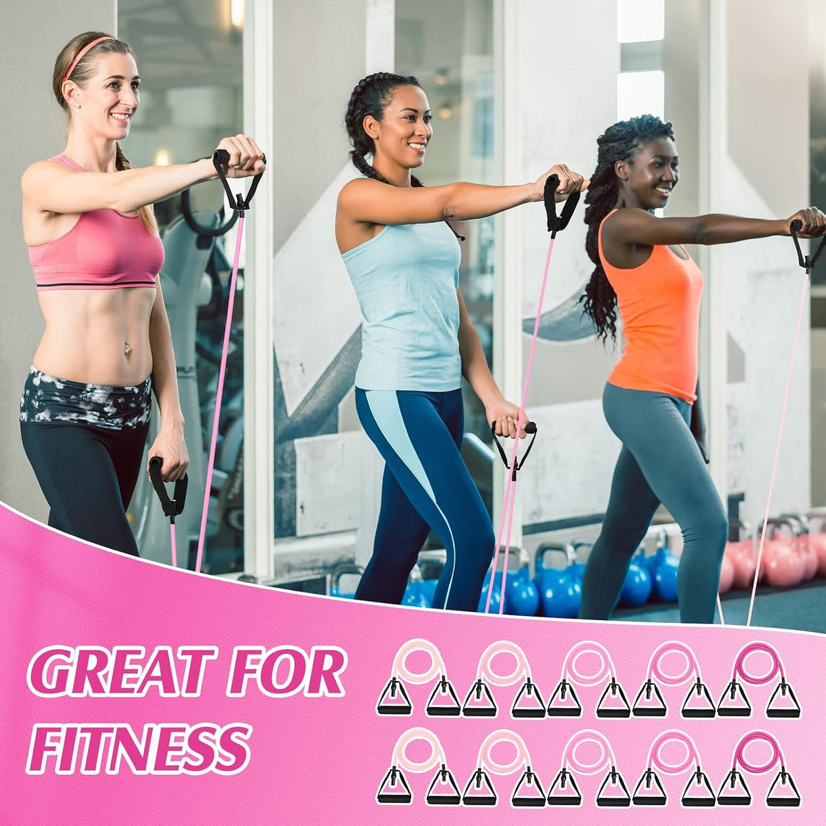 10 Pcs Resistance Bands with Handles Exercise Stretch Bands for Exercise Woman Man Training Physical Therapy Workouts Fitness