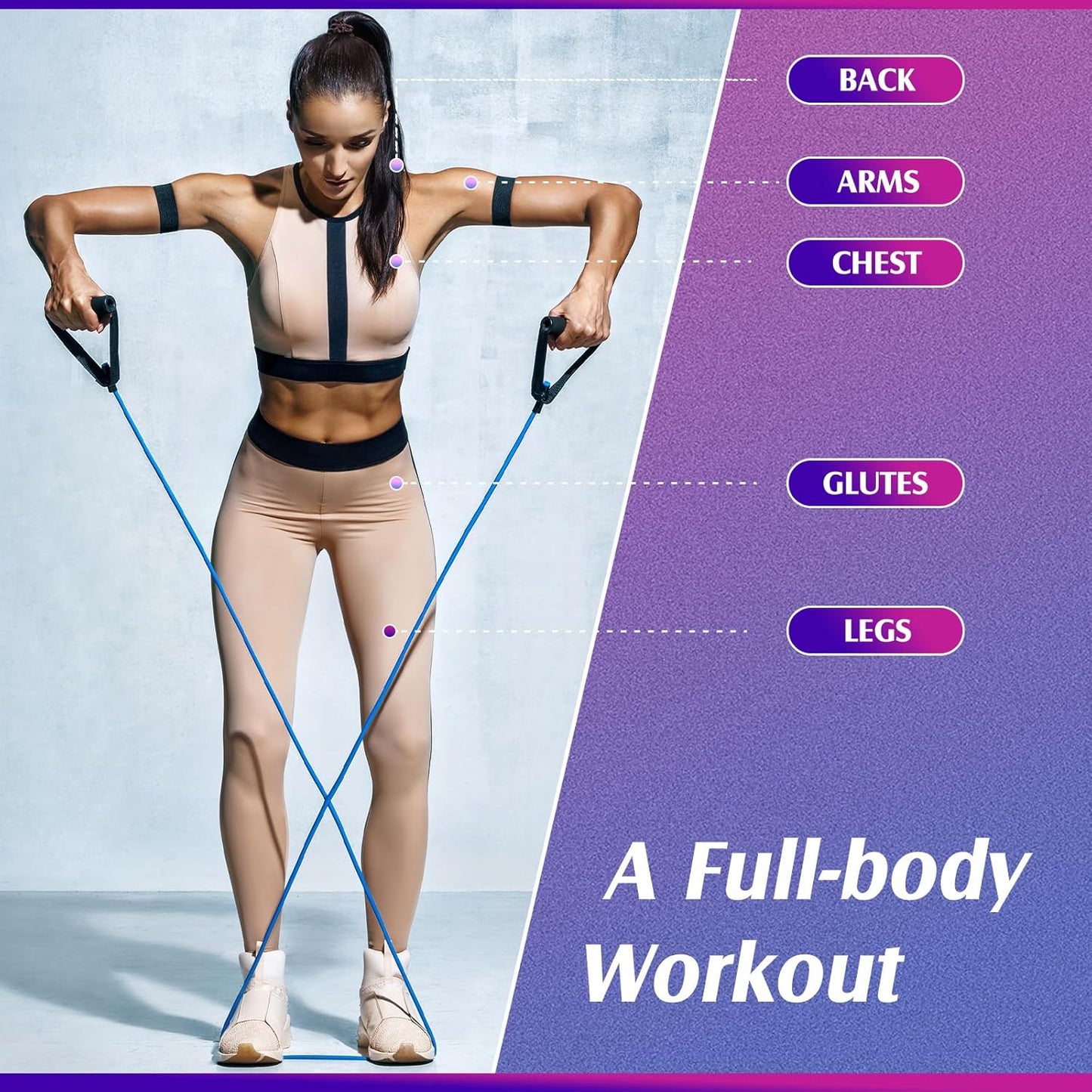 10 Pcs Resistance Bands with Handles Exercise Stretch Bands for Exercise Woman Man Training Physical Therapy Workouts Fitness