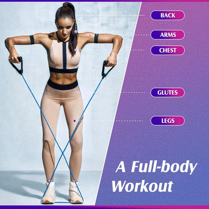 10 Pcs Resistance Bands with Handles Exercise Stretch Bands for Exercise Woman Man Training Physical Therapy Workouts Fitness