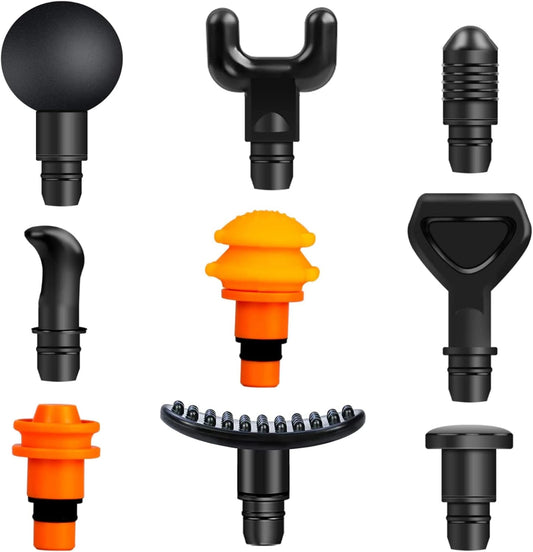 Massage Gun Heads, Replaceable Massager Gun Attachment 9 Different Muscle Massager Heads for 18-19mm Deep Tissue Percussion Massage Head s