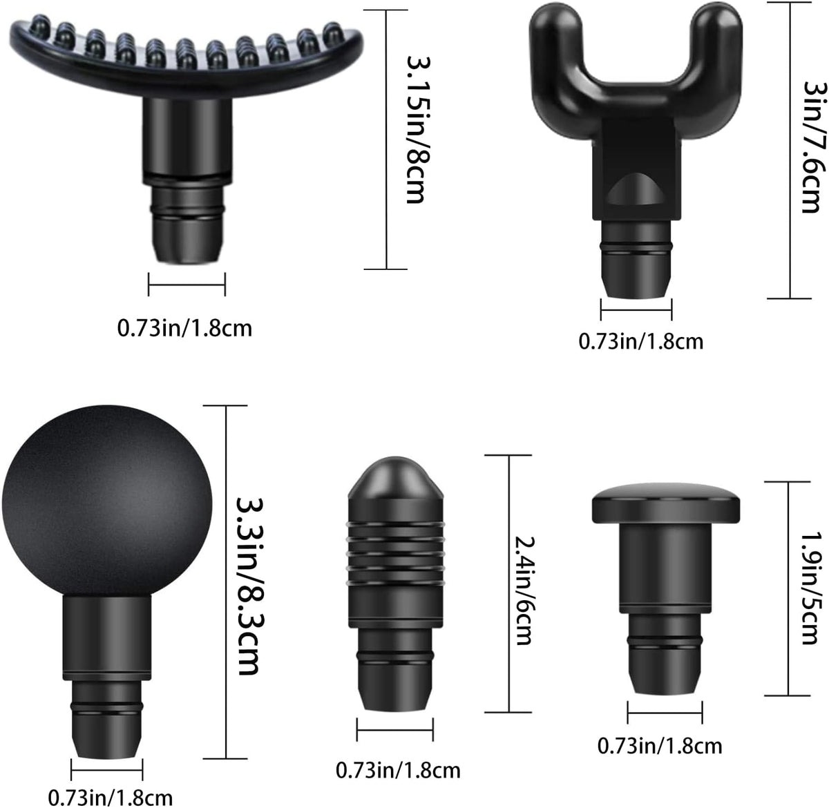 Massage Gun Heads, Replaceable Massager Gun Attachment 9 Different Muscle Massager Heads for 18-19mm Deep Tissue Percussion Massage Head s