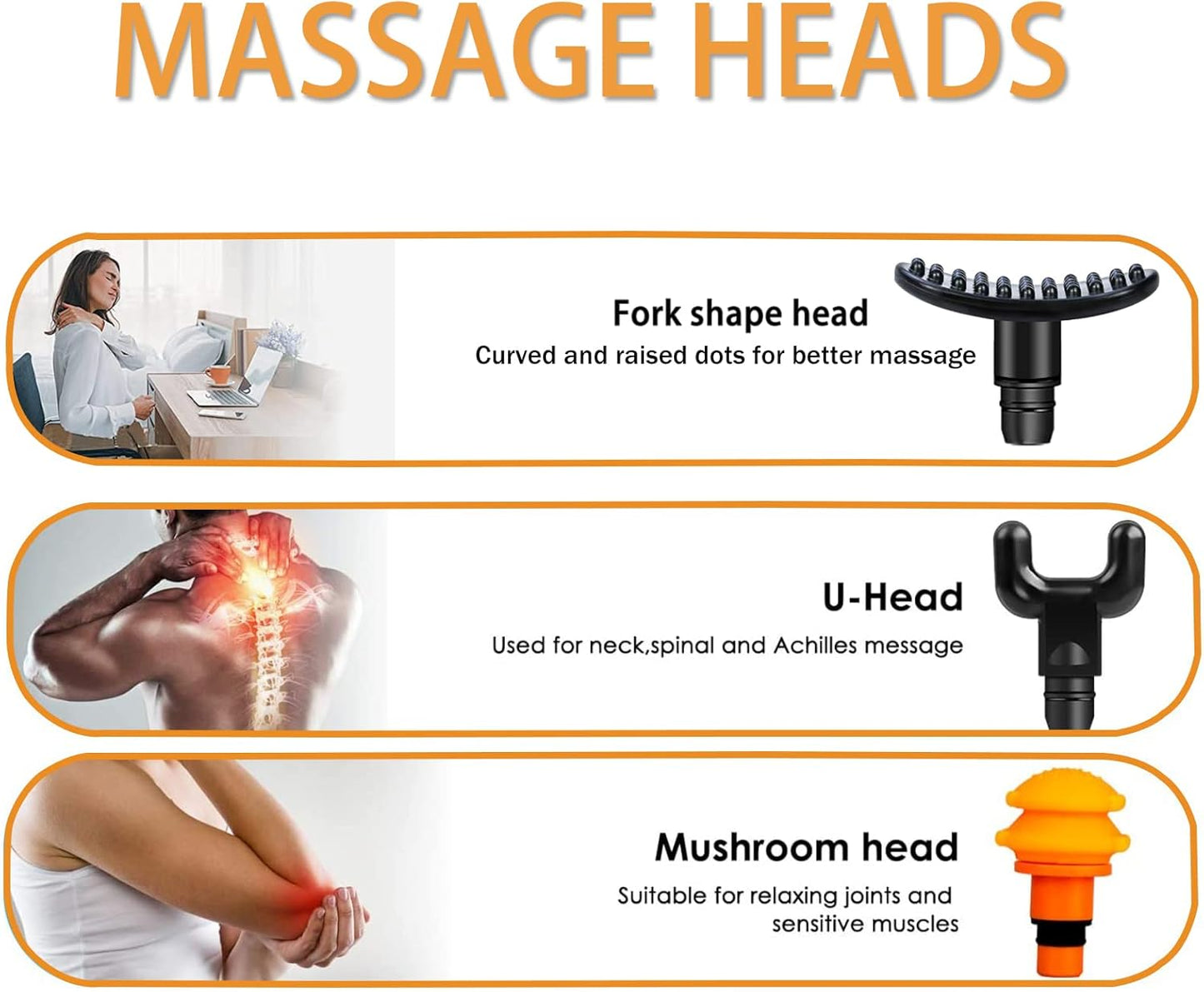 Massage Gun Heads, Replaceable Massager Gun Attachment 9 Different Muscle Massager Heads for 18-19mm Deep Tissue Percussion Massage Head s