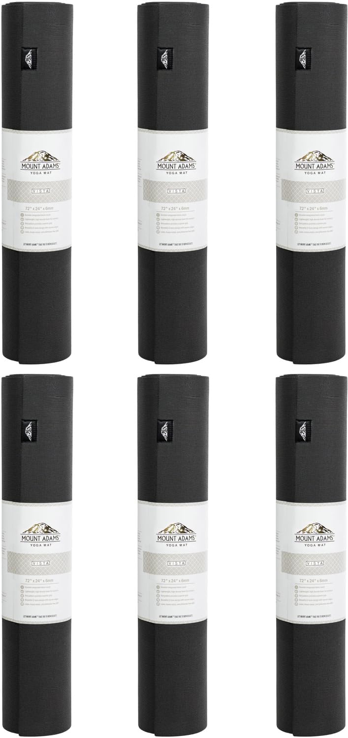 6 or 10 Pack Vista Yoga Mat, 72"x24"x6mm | Dense, Bulk Non Slip Exercise Mats for Workout, Stretching, Fitness - Non Toxic Gym Mats for Home, Schools and Studios