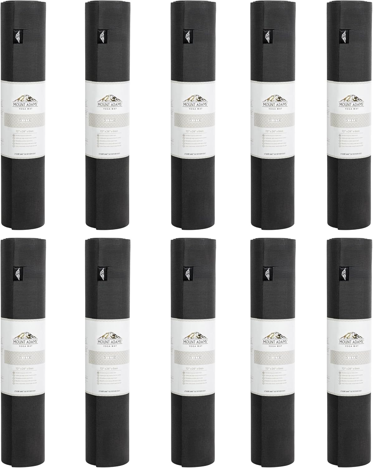 6 or 10 Pack Vista Yoga Mat, 72"x24"x6mm | Dense, Bulk Non Slip Exercise Mats for Workout, Stretching, Fitness - Non Toxic Gym Mats for Home, Schools and Studios