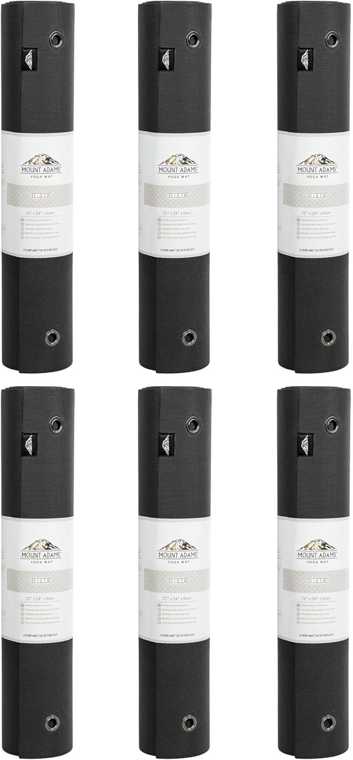 6 or 10 Pack Vista Yoga Mat, 72"x24"x6mm | Dense, Bulk Non Slip Exercise Mats for Workout, Stretching, Fitness - Non Toxic Gym Mats for Home, Schools and Studios