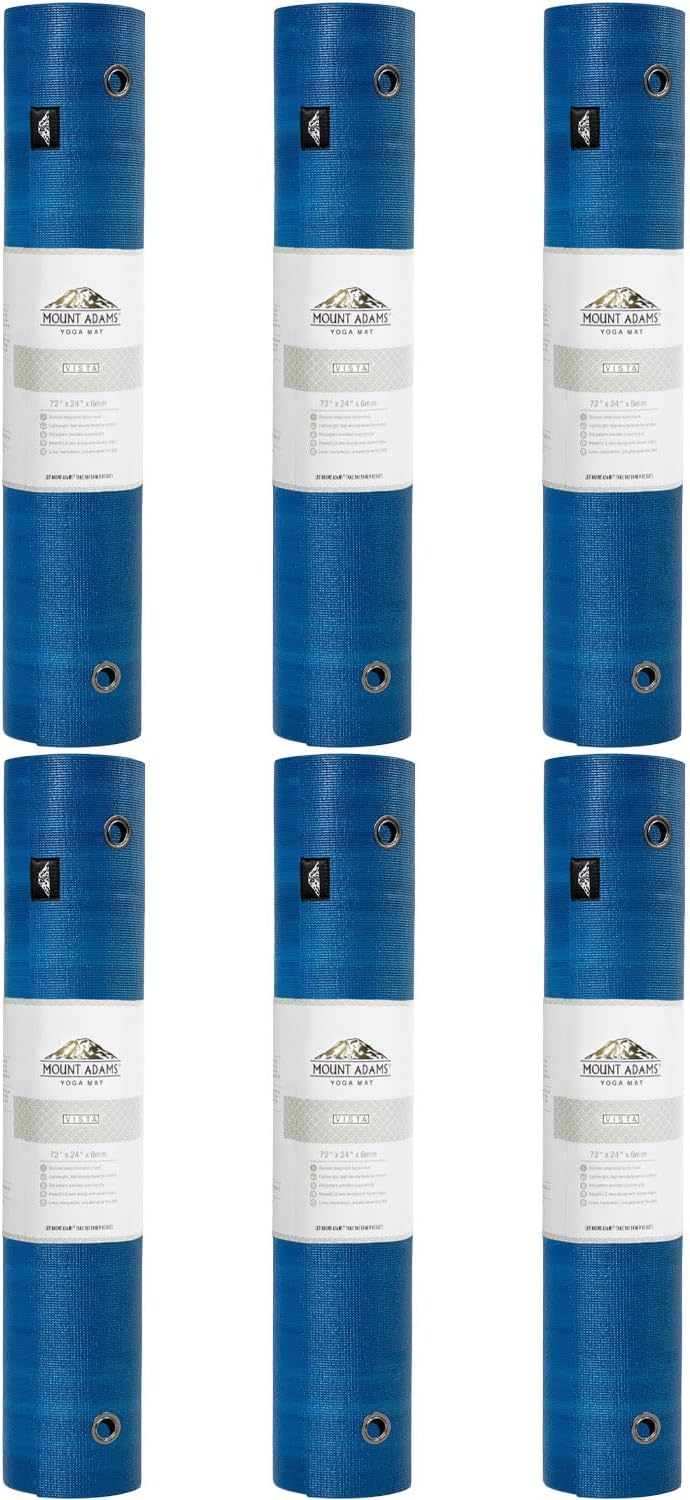 6 or 10 Pack Vista Yoga Mat, 72"x24"x6mm | Dense, Bulk Non Slip Exercise Mats for Workout, Stretching, Fitness - Non Toxic Gym Mats for Home, Schools and Studios