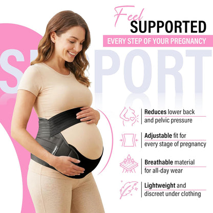 Maternity Support Belt (XLarge/100-130cm) – Adjustable Pregnancy Belly Band for Back, Hip & Pelvic Support | Prenatal & Postpartum Abdominal Binder for Lower Back Pain Relief & Belly Support