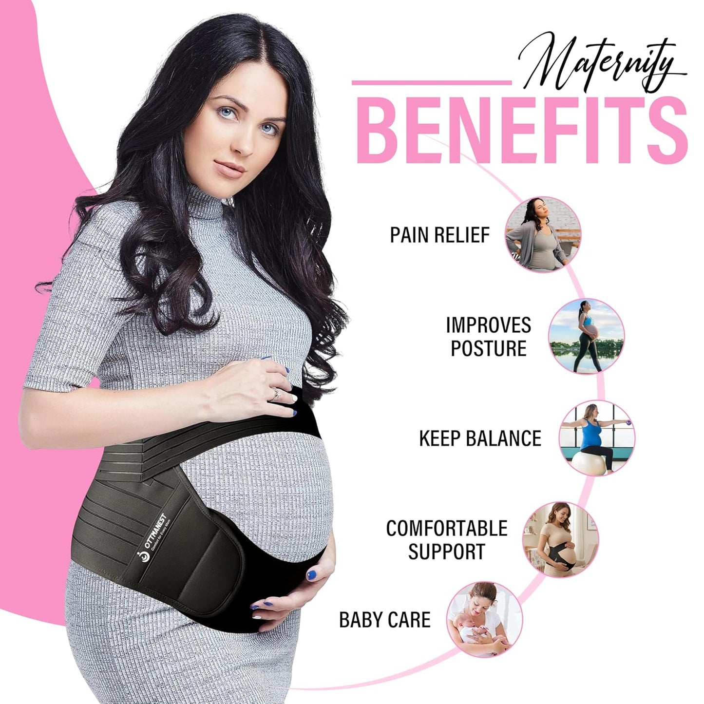 Maternity Support Belt (XLarge/100-130cm) – Adjustable Pregnancy Belly Band for Back, Hip & Pelvic Support | Prenatal & Postpartum Abdominal Binder for Lower Back Pain Relief & Belly Support