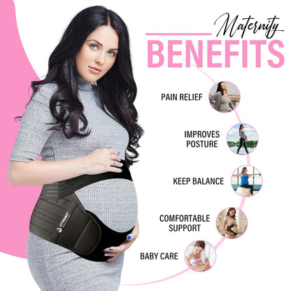 Maternity Support Belt (XLarge/100-130cm) – Adjustable Pregnancy Belly Band for Back, Hip & Pelvic Support | Prenatal & Postpartum Abdominal Binder for Lower Back Pain Relief & Belly Support