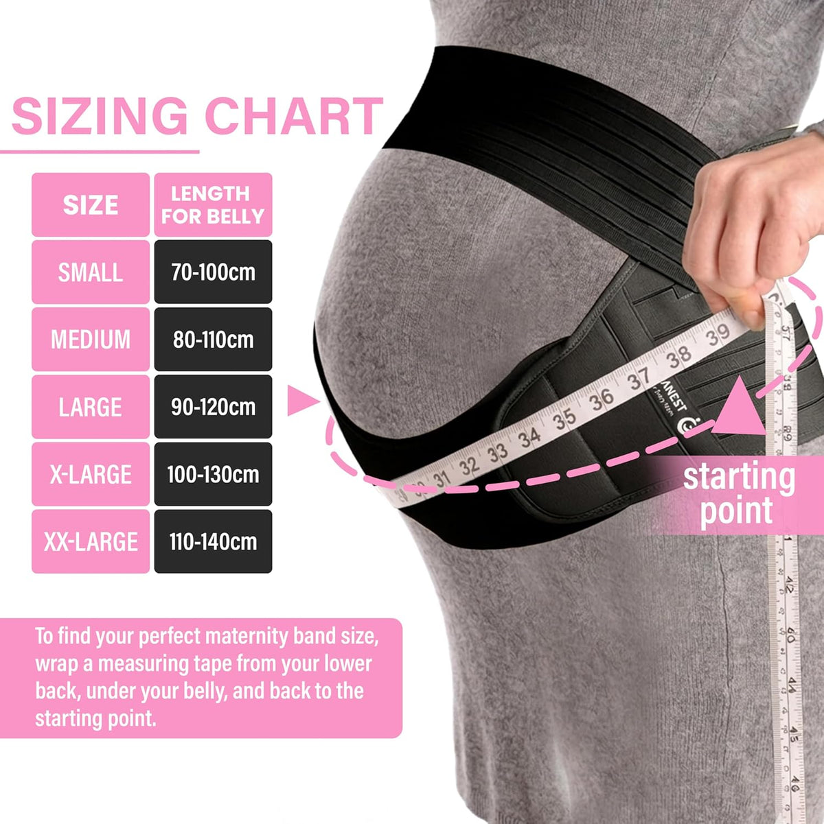 Maternity Support Belt (XLarge/100-130cm) – Adjustable Pregnancy Belly Band for Back, Hip & Pelvic Support | Prenatal & Postpartum Abdominal Binder for Lower Back Pain Relief & Belly Support