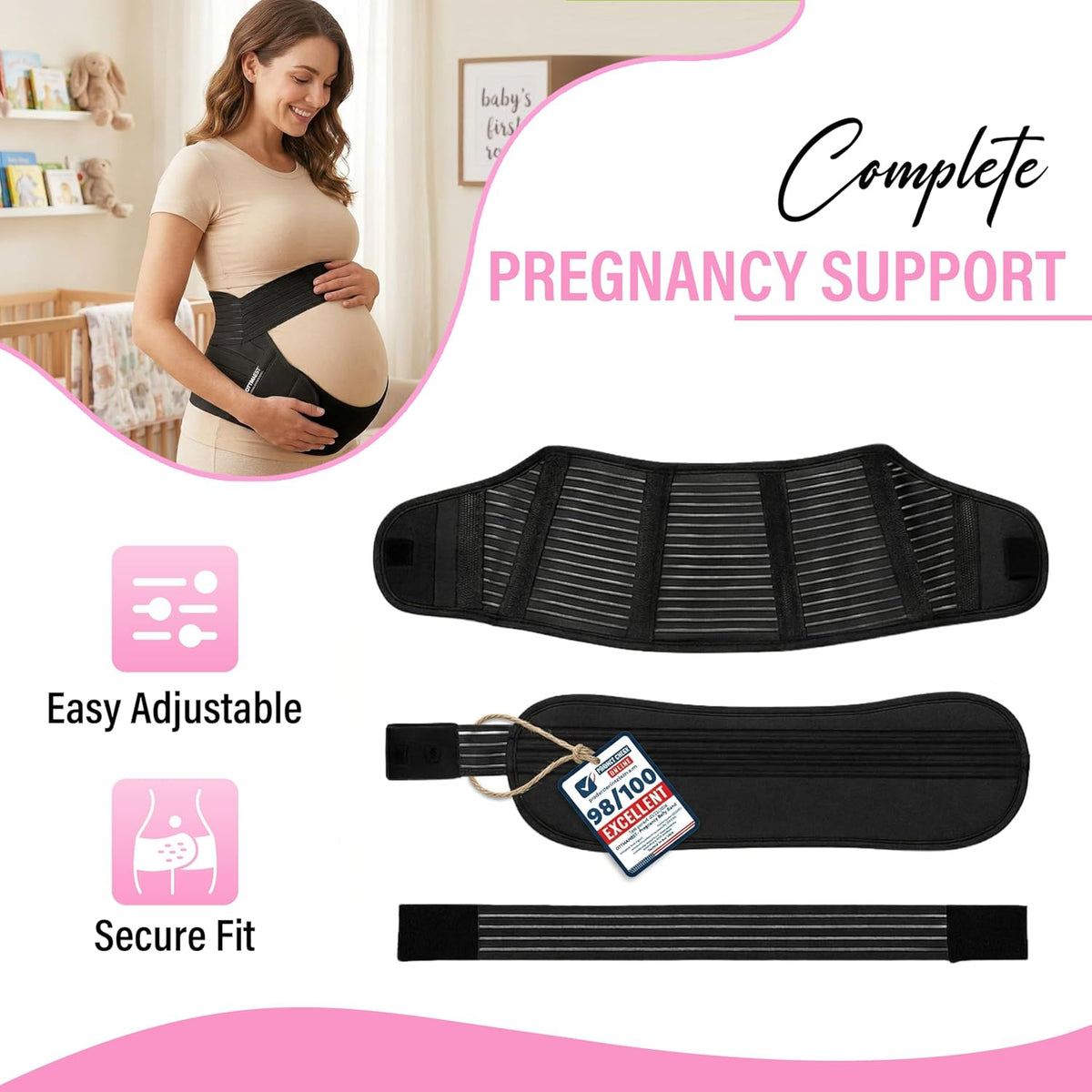 Maternity Support Belt (XLarge/100-130cm) – Adjustable Pregnancy Belly Band for Back, Hip & Pelvic Support | Prenatal & Postpartum Abdominal Binder for Lower Back Pain Relief & Belly Support