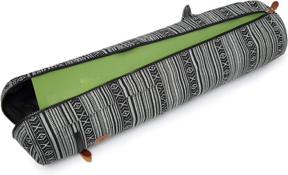 Canvas Yoga Mat Bag with Adjustable Strap & Pockets, Full-Zip Travel Gym Tote for Women & Men, Fits 1/4" & 1/3" Thick Mats, Lightweight Carrier for Yoga, Studio, Workout, Outdoor Use
