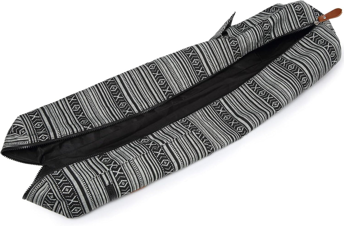 Canvas Yoga Mat Bag with Adjustable Strap & Pockets, Full-Zip Travel Gym Tote for Women & Men, Fits 1/4" & 1/3" Thick Mats, Lightweight Carrier for Yoga, Studio, Workout, Outdoor Use