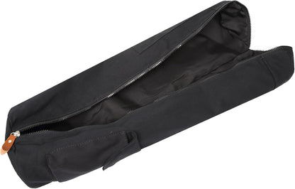 Canvas Yoga Mat Bag with Adjustable Strap & Pockets, Full-Zip Travel Gym Tote for Women & Men, Fits 1/4" & 1/3" Thick Mats, Lightweight Carrier for Yoga, Studio, Workout, Outdoor Use