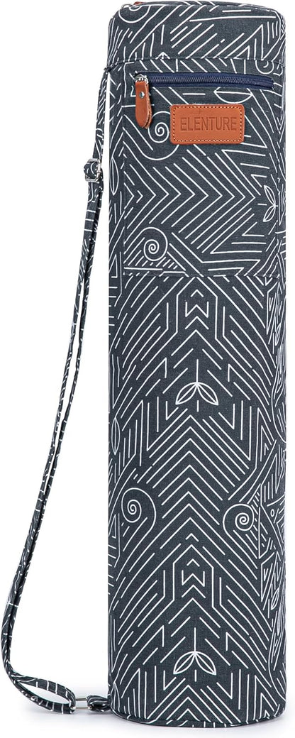 Canvas Yoga Mat Bag with Adjustable Strap & Pockets, Full-Zip Travel Gym Tote for Women & Men, Fits 1/4" & 1/3" Thick Mats, Lightweight Carrier for Yoga, Studio, Workout, Outdoor Use