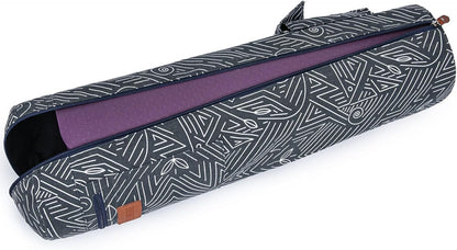Canvas Yoga Mat Bag with Adjustable Strap & Pockets, Full-Zip Travel Gym Tote for Women & Men, Fits 1/4" & 1/3" Thick Mats, Lightweight Carrier for Yoga, Studio, Workout, Outdoor Use