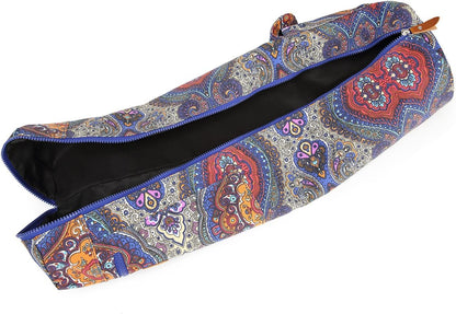 Canvas Yoga Mat Bag with Adjustable Strap & Pockets, Full-Zip Travel Gym Tote for Women & Men, Fits 1/4" & 1/3" Thick Mats, Lightweight Carrier for Yoga, Studio, Workout, Outdoor Use