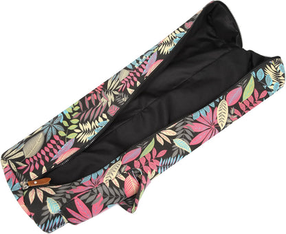 Canvas Yoga Mat Bag with Adjustable Strap & Pockets, Full-Zip Travel Gym Tote for Women & Men, Fits 1/4" & 1/3" Thick Mats, Lightweight Carrier for Yoga, Studio, Workout, Outdoor Use