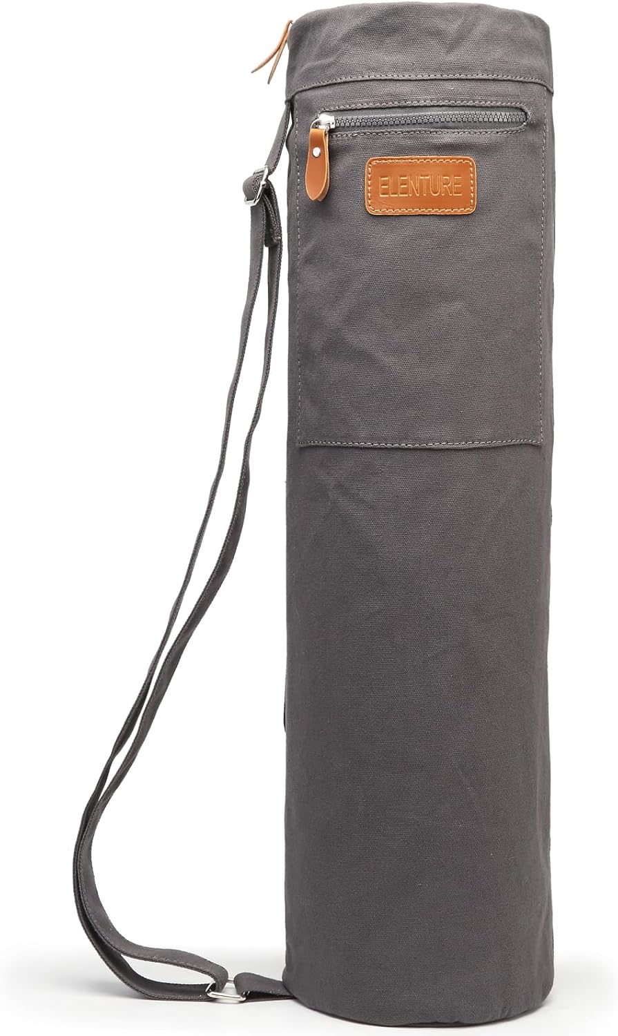 Canvas Yoga Mat Bag with Adjustable Strap & Pockets, Full-Zip Travel Gym Tote for Women & Men, Fits 1/4" & 1/3" Thick Mats, Lightweight Carrier for Yoga, Studio, Workout, Outdoor Use