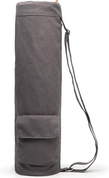 Canvas Yoga Mat Bag with Adjustable Strap & Pockets, Full-Zip Travel Gym Tote for Women & Men, Fits 1/4" & 1/3" Thick Mats, Lightweight Carrier for Yoga, Studio, Workout, Outdoor Use