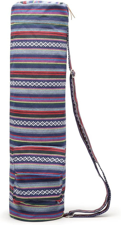Canvas Yoga Mat Bag with Adjustable Strap & Pockets, Full-Zip Travel Gym Tote for Women & Men, Fits 1/4" & 1/3" Thick Mats, Lightweight Carrier for Yoga, Studio, Workout, Outdoor Use