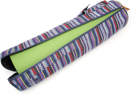 Canvas Yoga Mat Bag with Adjustable Strap & Pockets, Full-Zip Travel Gym Tote for Women & Men, Fits 1/4" & 1/3" Thick Mats, Lightweight Carrier for Yoga, Studio, Workout, Outdoor Use