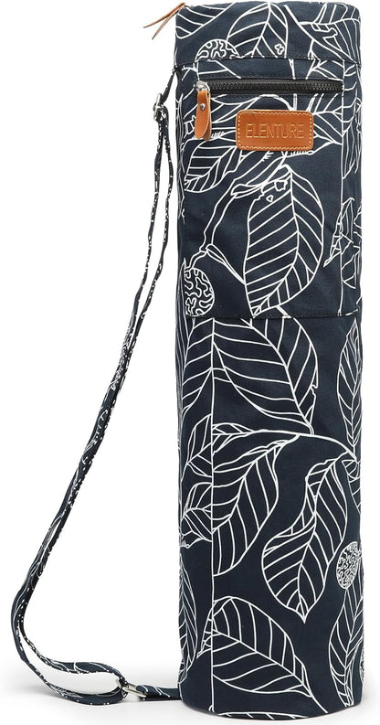 Canvas Yoga Mat Bag with Adjustable Strap & Pockets, Full-Zip Travel Gym Tote for Women & Men, Fits 1/4" & 1/3" Thick Mats, Lightweight Carrier for Yoga, Studio, Workout, Outdoor Use