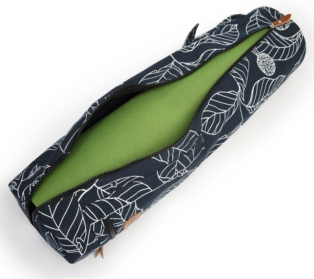 Canvas Yoga Mat Bag with Adjustable Strap & Pockets, Full-Zip Travel Gym Tote for Women & Men, Fits 1/4" & 1/3" Thick Mats, Lightweight Carrier for Yoga, Studio, Workout, Outdoor Use