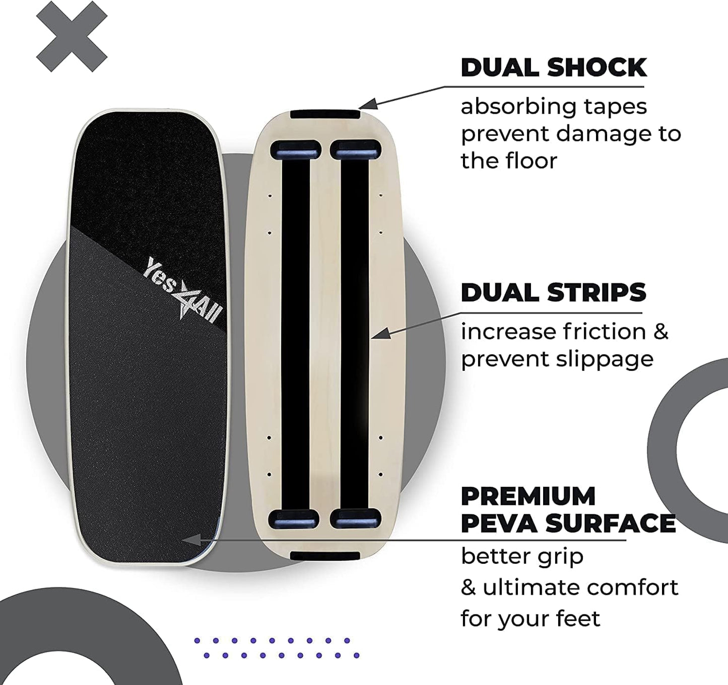 Balance Board Sports Trainer, Surf Trainer Board With Adjustable Stoppers, Improve Core Strength and Balance Control